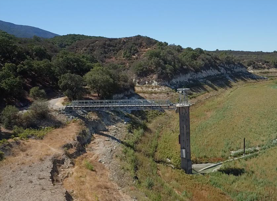 Low water levels at Lake Cachuma during drought