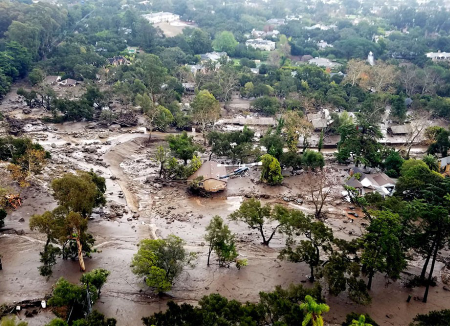 Flood damage in Montecito after the January 2018 debris flow